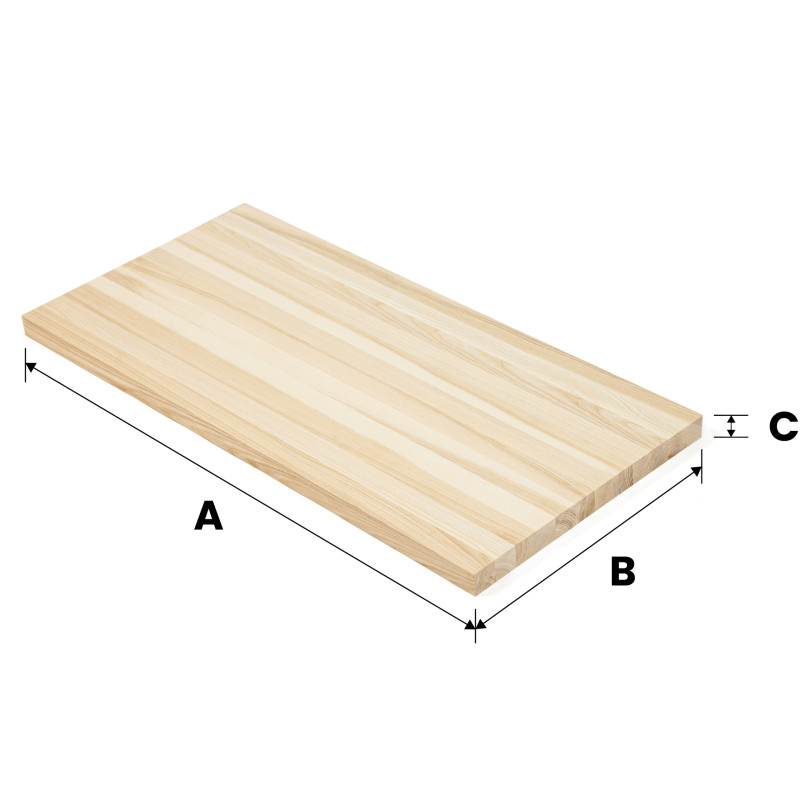 Blat 280x100x1.9 cm jesionowy lity A/B surowy