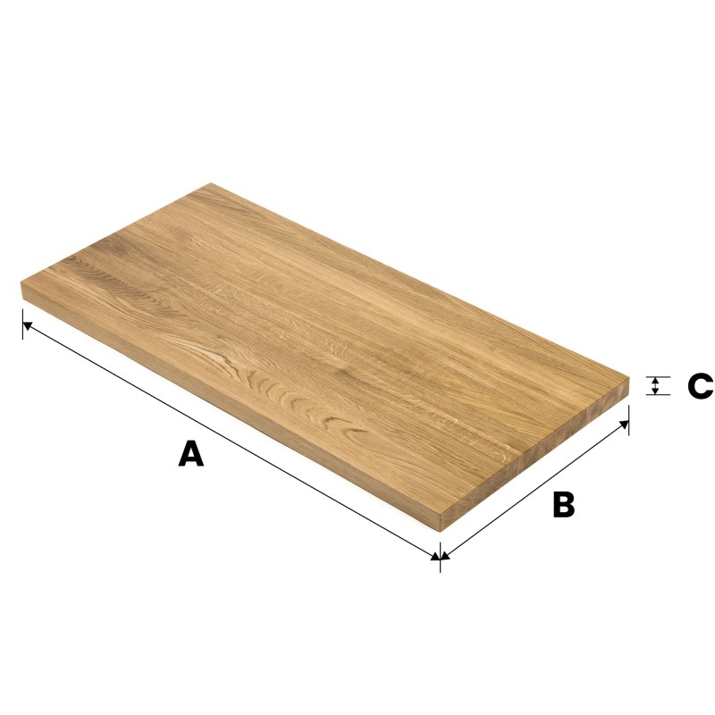 Blat dębowy 280x100x1.9 cm lity A/B olejowany bezbarwny