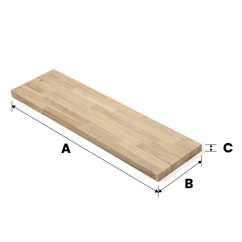 Parapet wewnętrzny 160x10x1.9 cm drewniany dąb mikrowczep surowy A/B