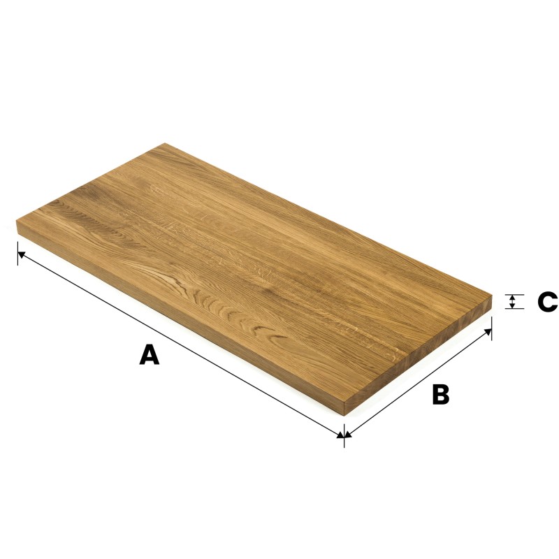 Blat dębowy 180x100x1.9 cm lity A/B lakierowany bezbarwny