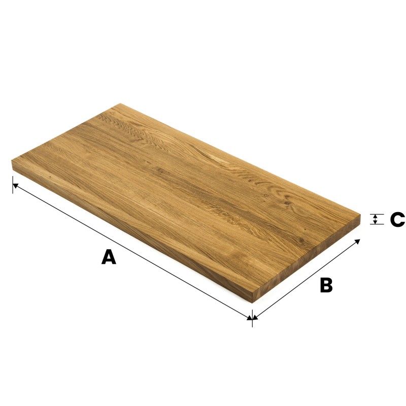 Blat dębowy 220x90x1.9 cm lity B/B lakierowany bezbarwny