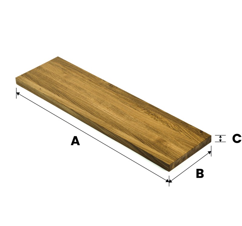Schody stopień 115x26x4 cm dębowy lity B/B lakierowany bezbarwny Schody stopień 115x26x4 cm dębowy lity B/B lakierowany bezbarwny